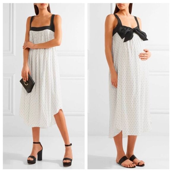 Hatch Bowie Poplin Panel Printed Airy Midi Maternity Bow Tie Dress Sz. 1 / Sm. - Picture 2 of 8